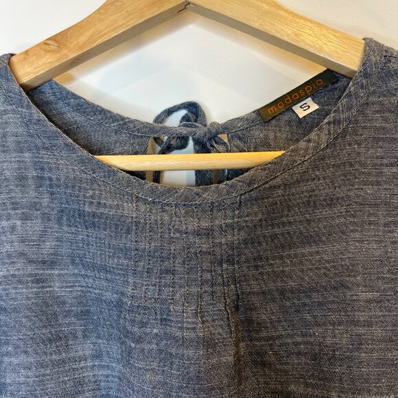 Modaspia Chambray 3/4 Sleeve Blouse - Picture 4 of 5